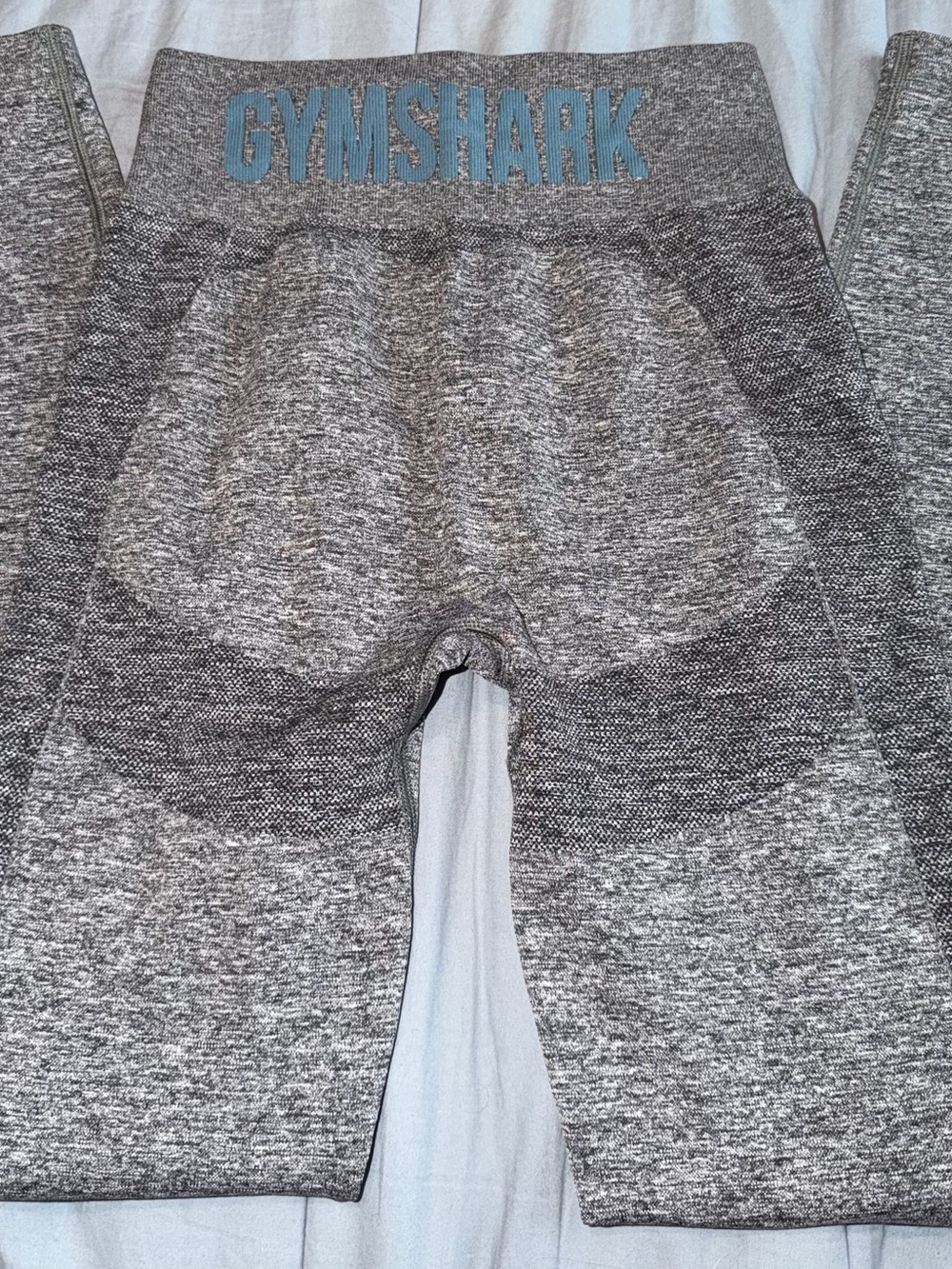 Gymshark Grey Seamless Leggings with Blue Logo